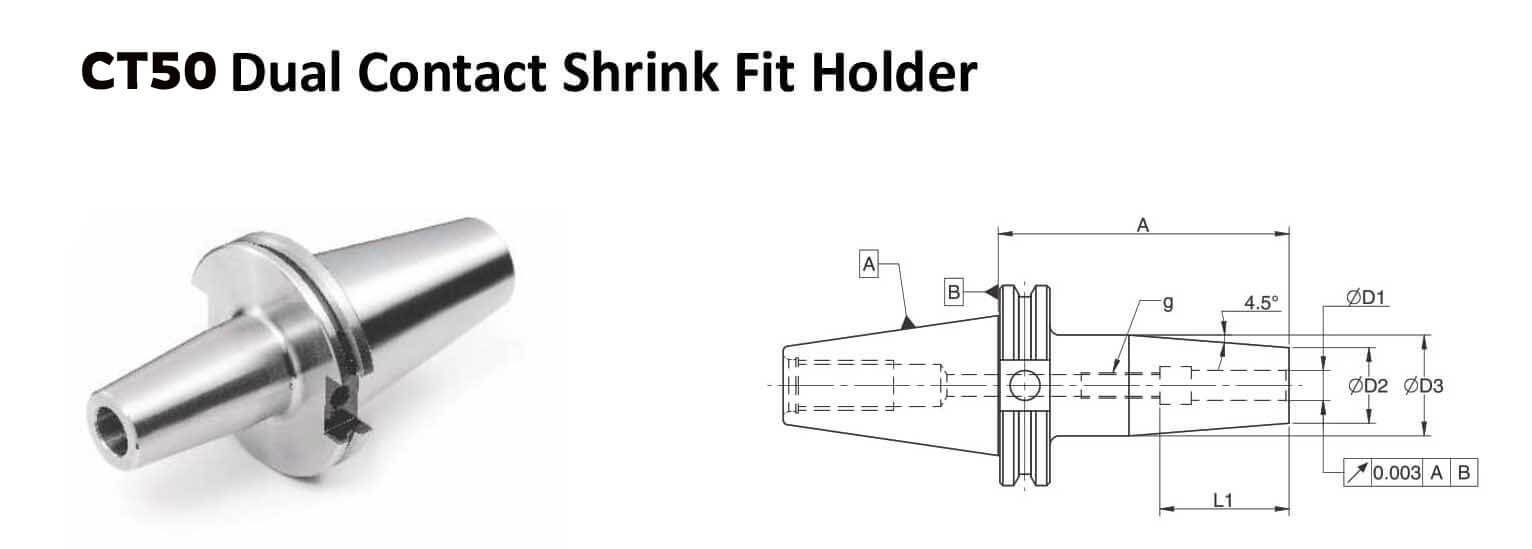 CT50 SFH 0.250 - 3.74 Face Contact Shrink Fit Holder (Balanced to G 2.5 25000 rpm)